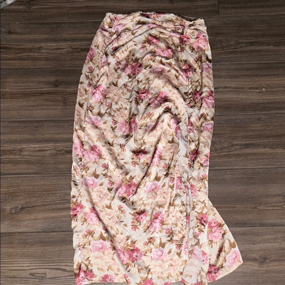 SHEIN Floral Maxi Skirt in Pink and Brown